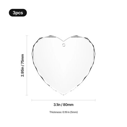 K5 Crystal faceted heart-shaped ornament (3x) xTool