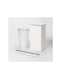 450ml Rainbow Sparkle White Roestvrijstalen Starbucks Beker met rietje (Sublimatie) 