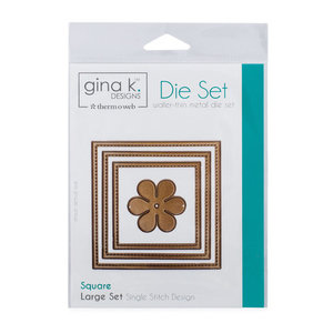 Gina K. Designs (3) Nested Square Dies • Single Stitch Design • Large Set